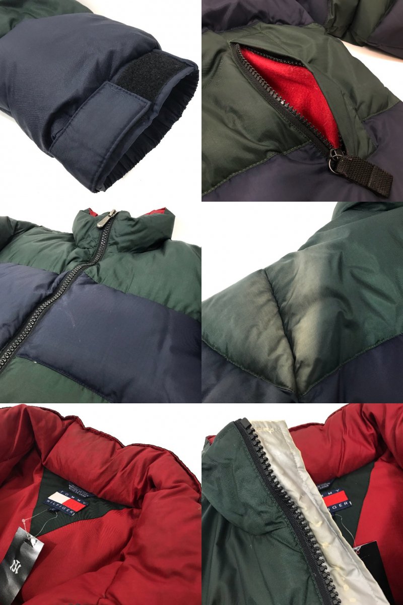 90's TOMMY HILFIGER Down Jacket 紺緑 M 90s トミーヒルフィガー 