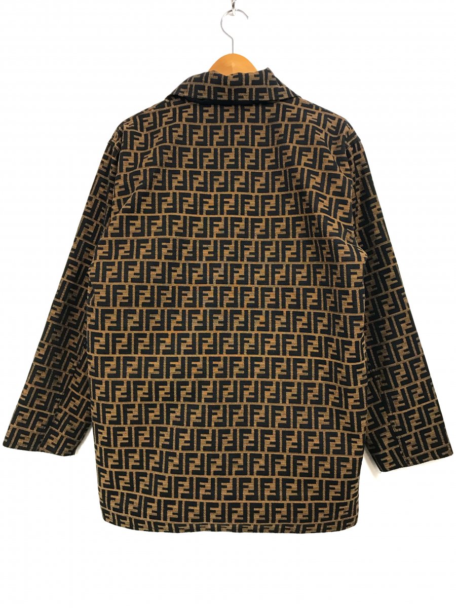 イタリア製 FENDI Zucca Pattern Reversible Drizzler Jacket 茶黒 L ...