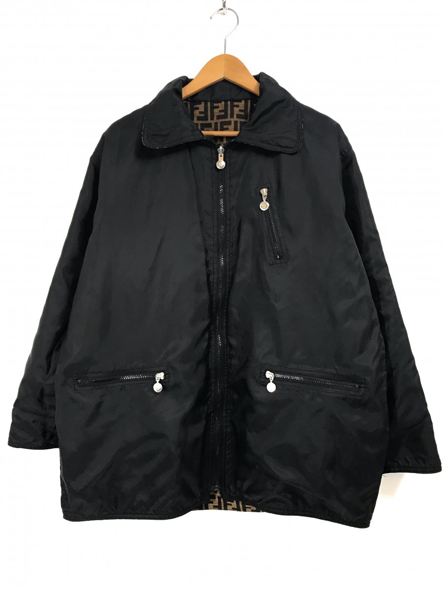 イタリア製 FENDI Zucca Pattern Reversible Drizzler Jacket 茶黒 L