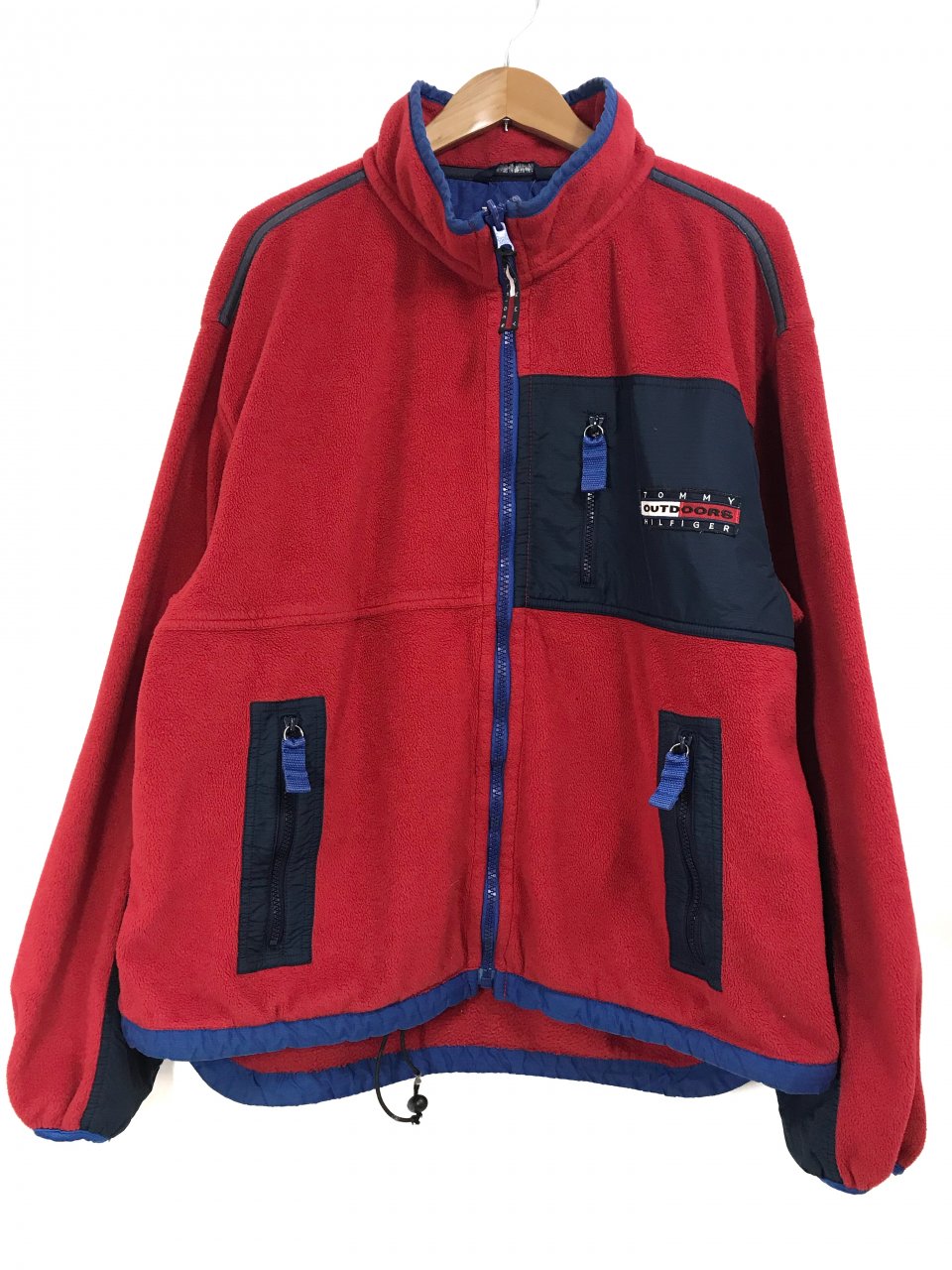 90's TOMMY HILFIGER Full-Zip Fleece Jacket 赤青紺 XL 90s トミー 