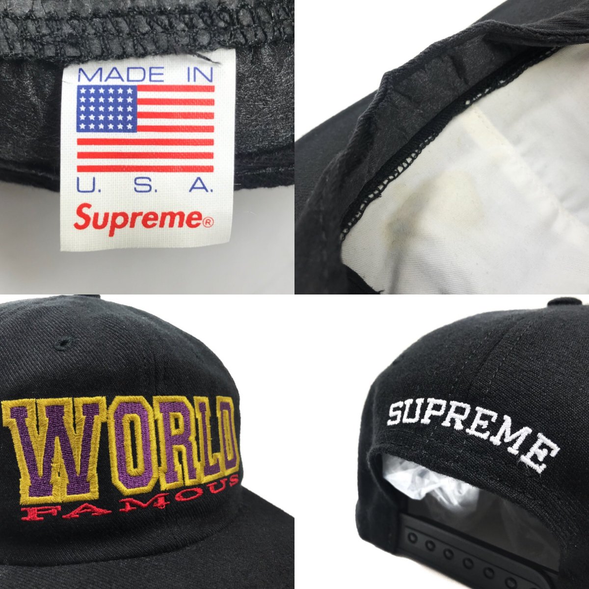 15AW SUPREME World Famous 6-Panel Cap BLACK シュプリーム ワールド ...