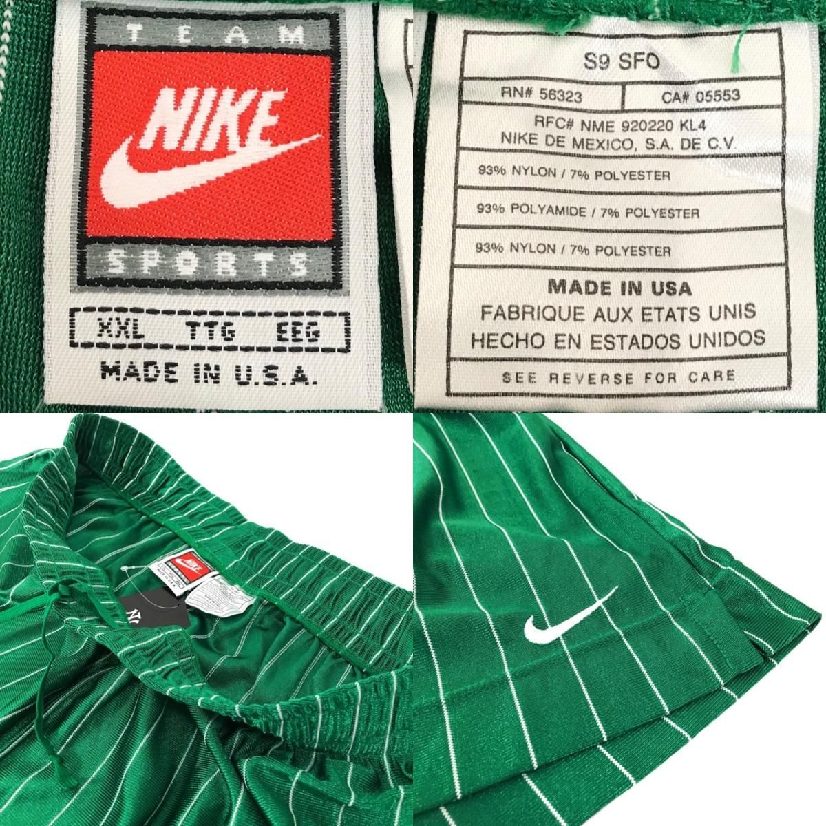 USA製 90s NIKE Stripe Game Shorts 緑 XXL ナイキ ストライプ