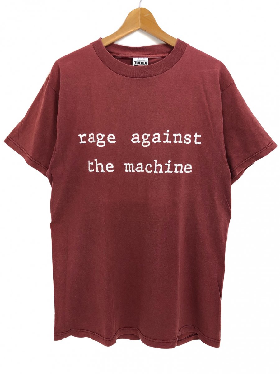 90s RAGE AGAINST THE MACHINE S/S Tee バーガンディ L レイジ・アゲインスト・ザ・マシーン 半袖 Tシャツ  バンドT ロゴ プリント エンジ 赤 - NEWJOKE ONLINE STORE