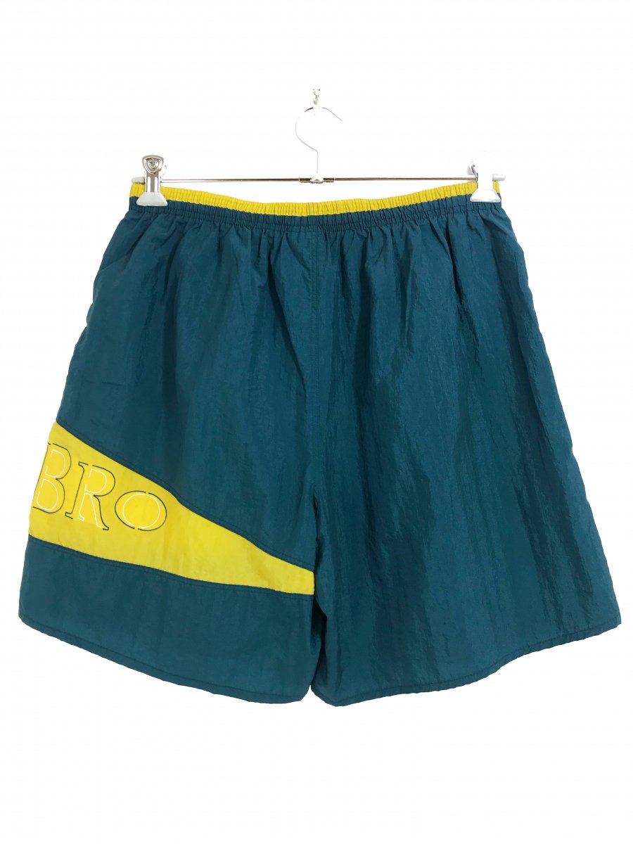 USA製 90s UMBRO Logo Nylon Swim Shorts 緑黄 Women's XL アンブロ