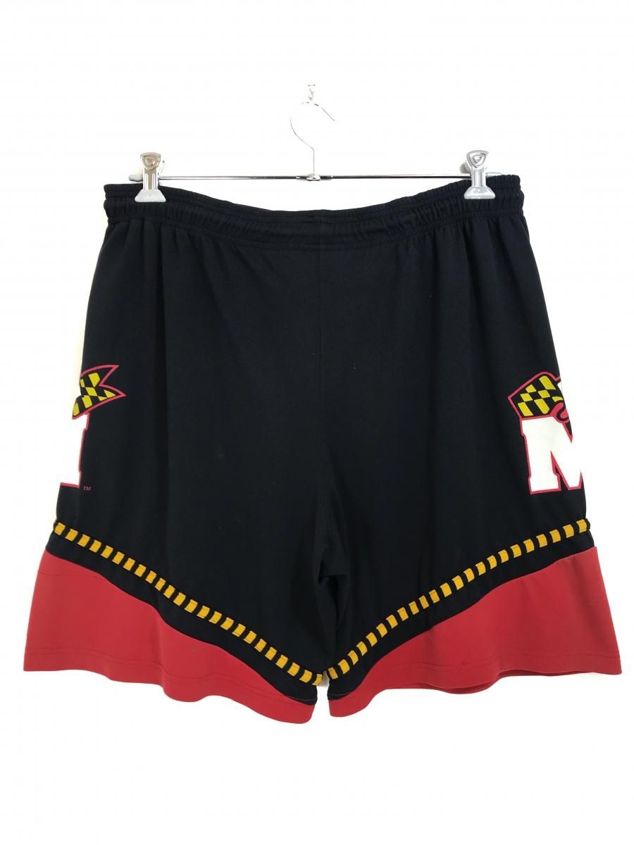 00s NIKE Logo Mesh Game Shorts 黒赤 M ナイキ ロゴ メッシュ