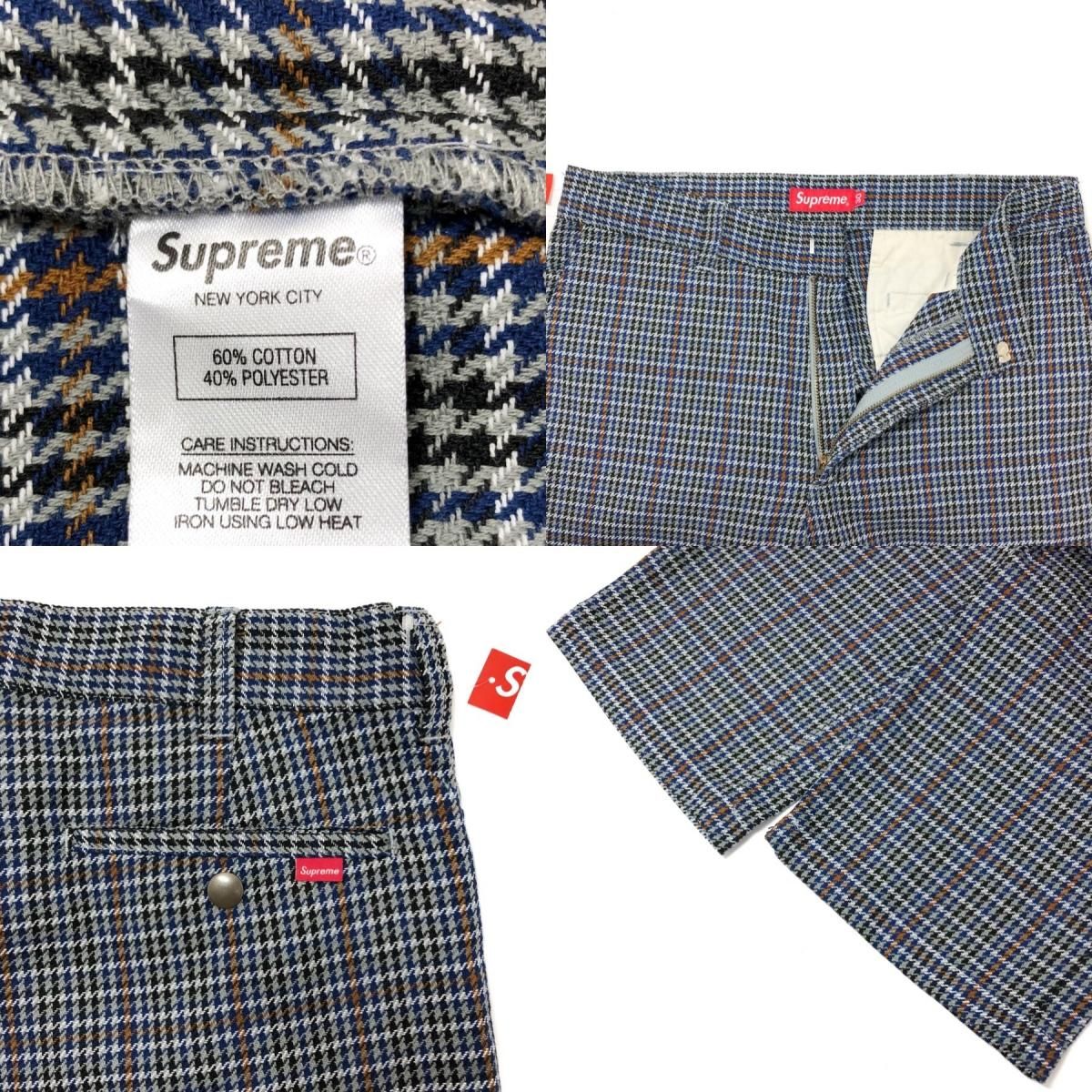 18ss supreme work pant black plaid 30