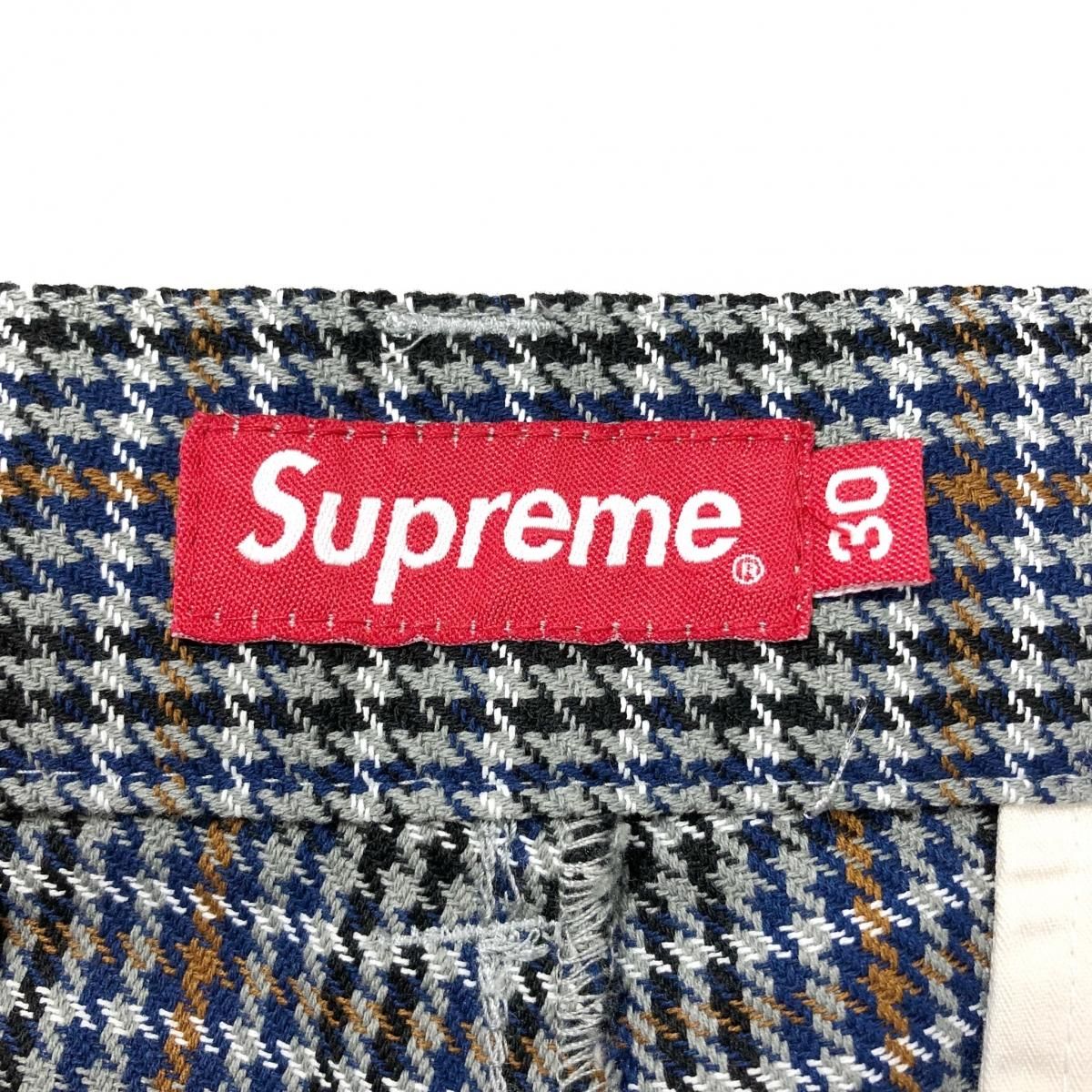 18ss supreme work pant black plaid 30