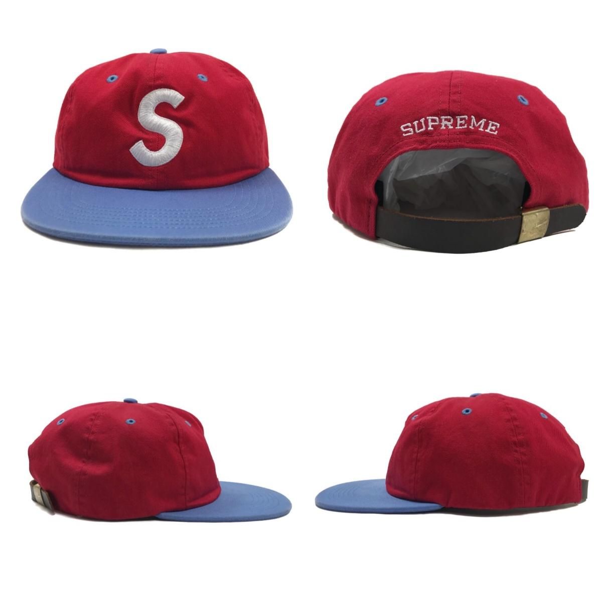 16SS SUPREME 2-Tone Washed S Logo 6-Panel Cap (RED 16SS SUPREME 2-Tone Washed S Logo 6-Panel Cap (RED