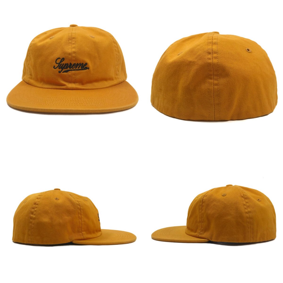 16SS SUPREME Script Logo Fitted 6-Panel Cap (Yellow) Large