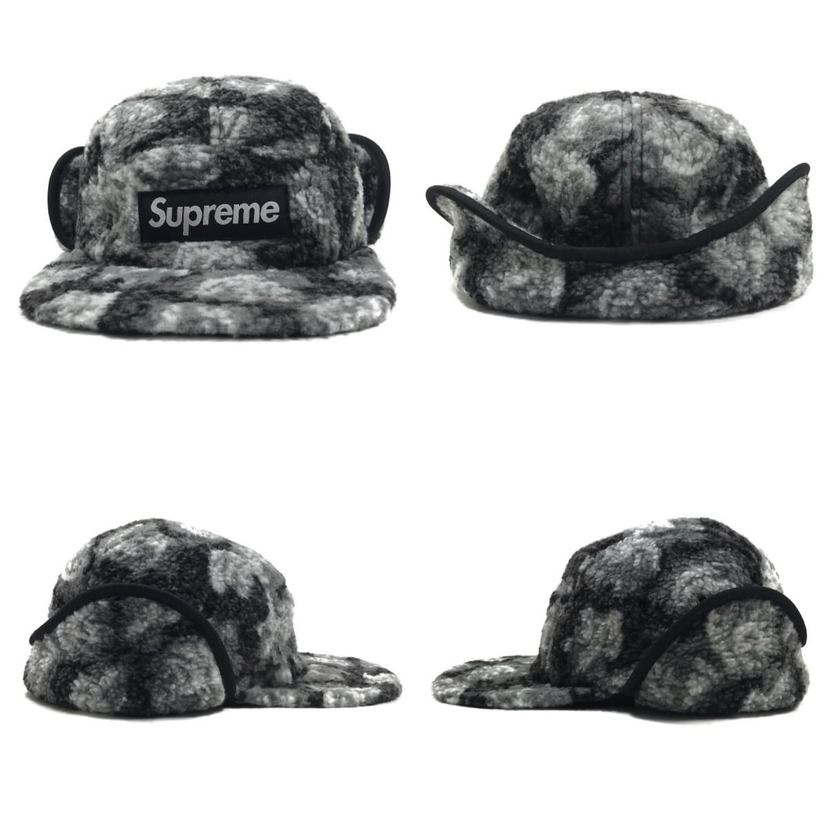 16AW SUPREME Roses Sherpa Fleece Ear Camp Cap (BLACK 16AW SUPREME Roses Sherpa Fleece Ear Camp Cap (BLACK