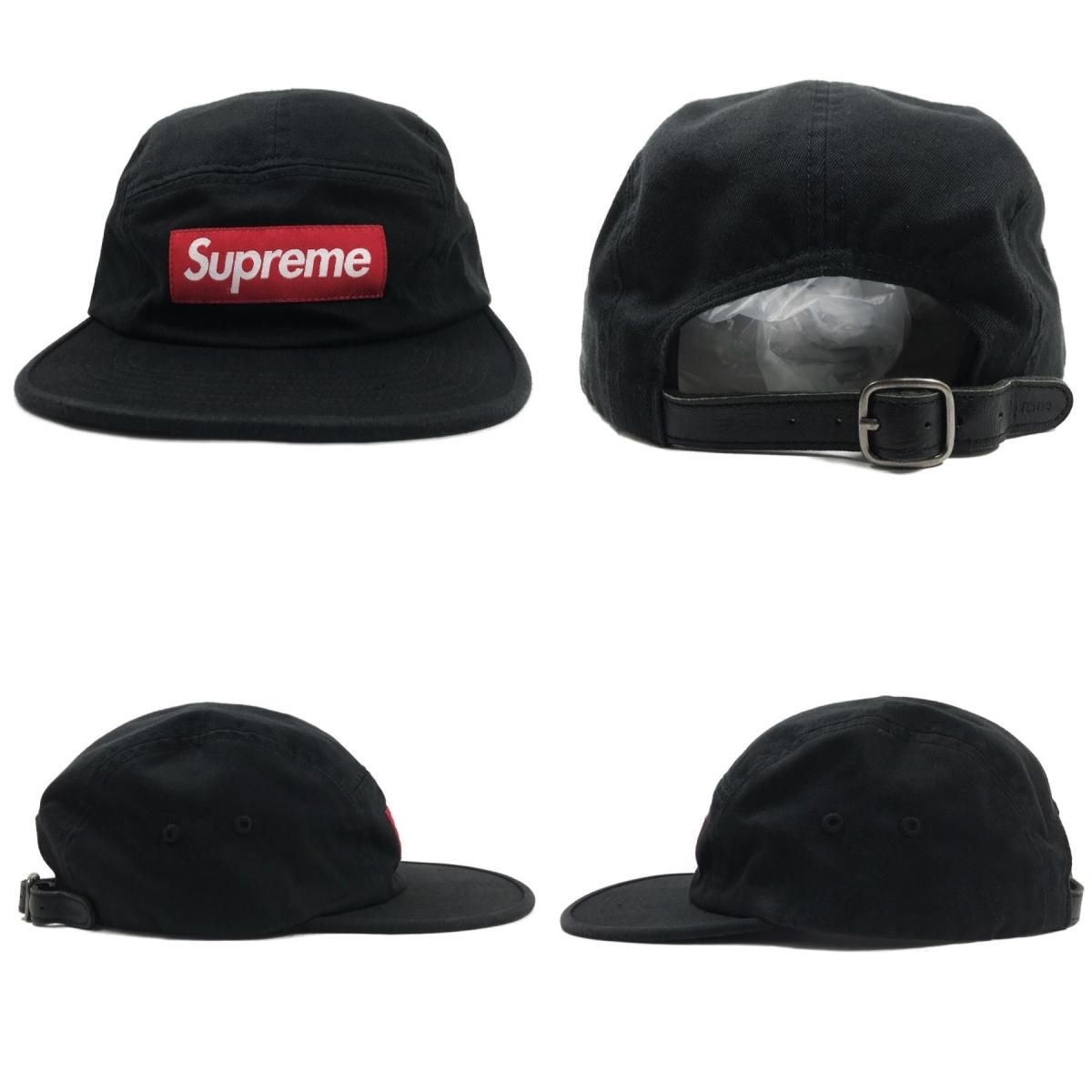 17AW SUPREME Washed Chino Twill Camp Cap (BLACK