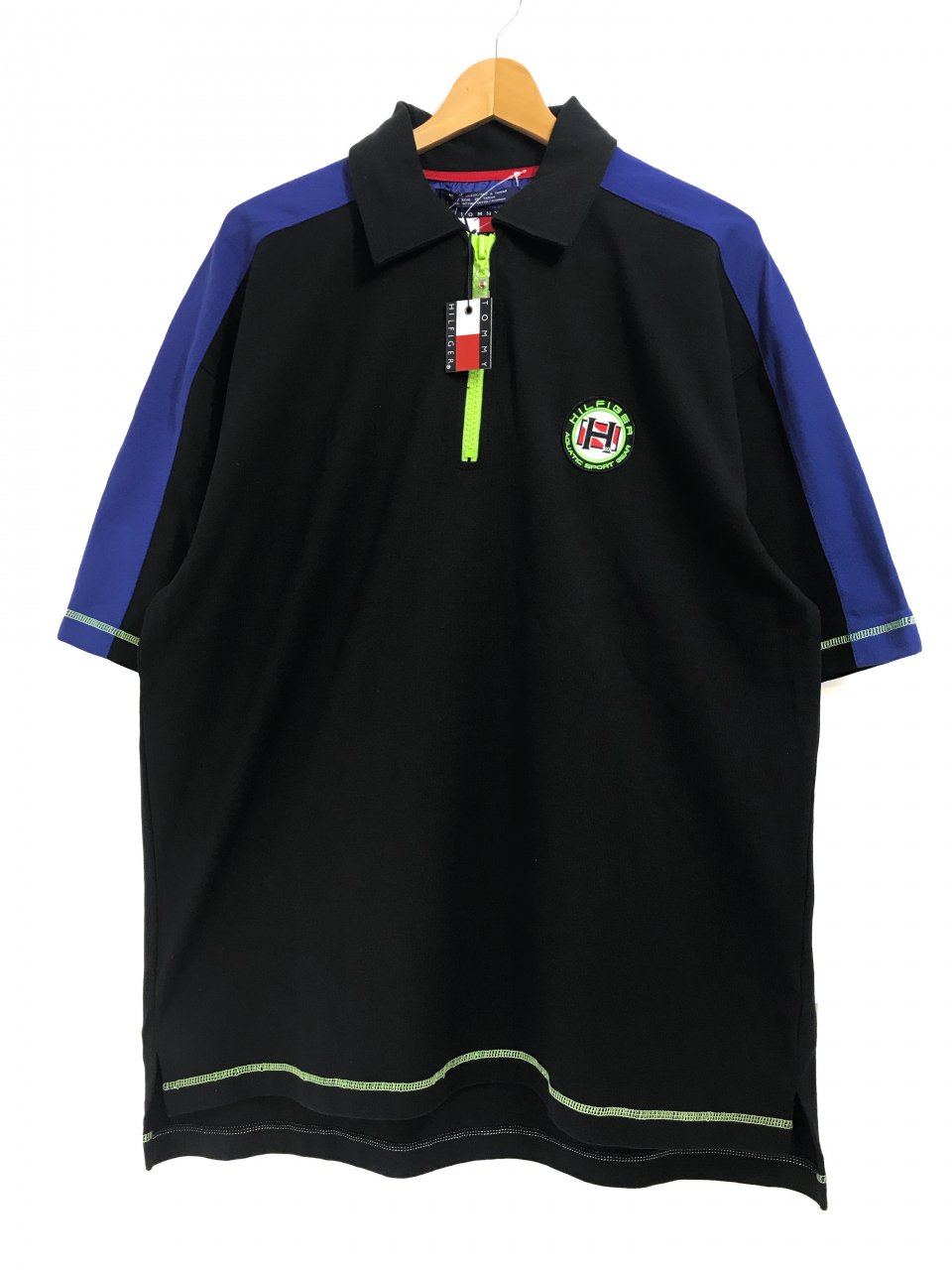 Deadstock 90s TOMMY HILFIGER "AQUATIC SPORT GEAR" S/S Polo Shirts 黒青 XL  デッドストック トミーヒルフィガー 半袖 ポロシャツ - NEWJOKE ONLINE STORE