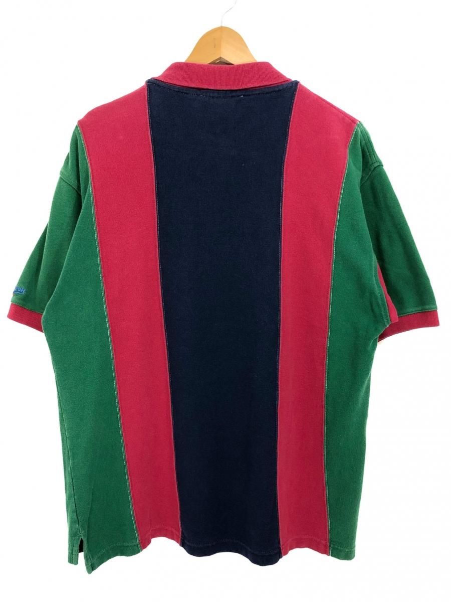 90s Reebok S/S Stripe Polo Shirt 赤緑紺 L リーボック 90s Reebok S/S Stripe Polo Shirt 赤緑紺 L リーボック