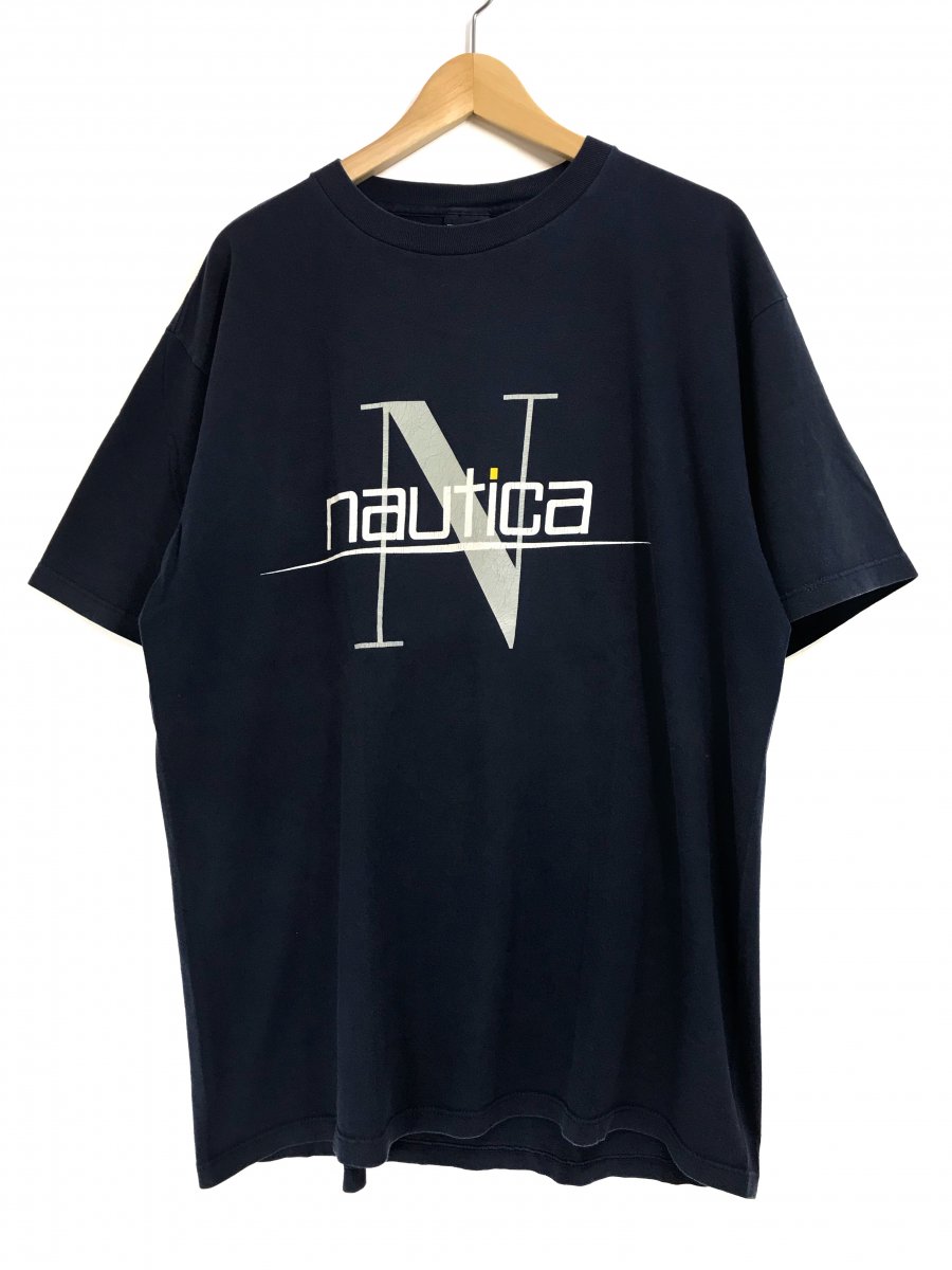 USA製 90s NAUTICA Logo Print S/S Tee 紺 L ノーティカ ロゴ プリント 半袖 Tシャツ ネイビー デカロゴ  ワンポイント - NEWJOKE ONLINE STORE