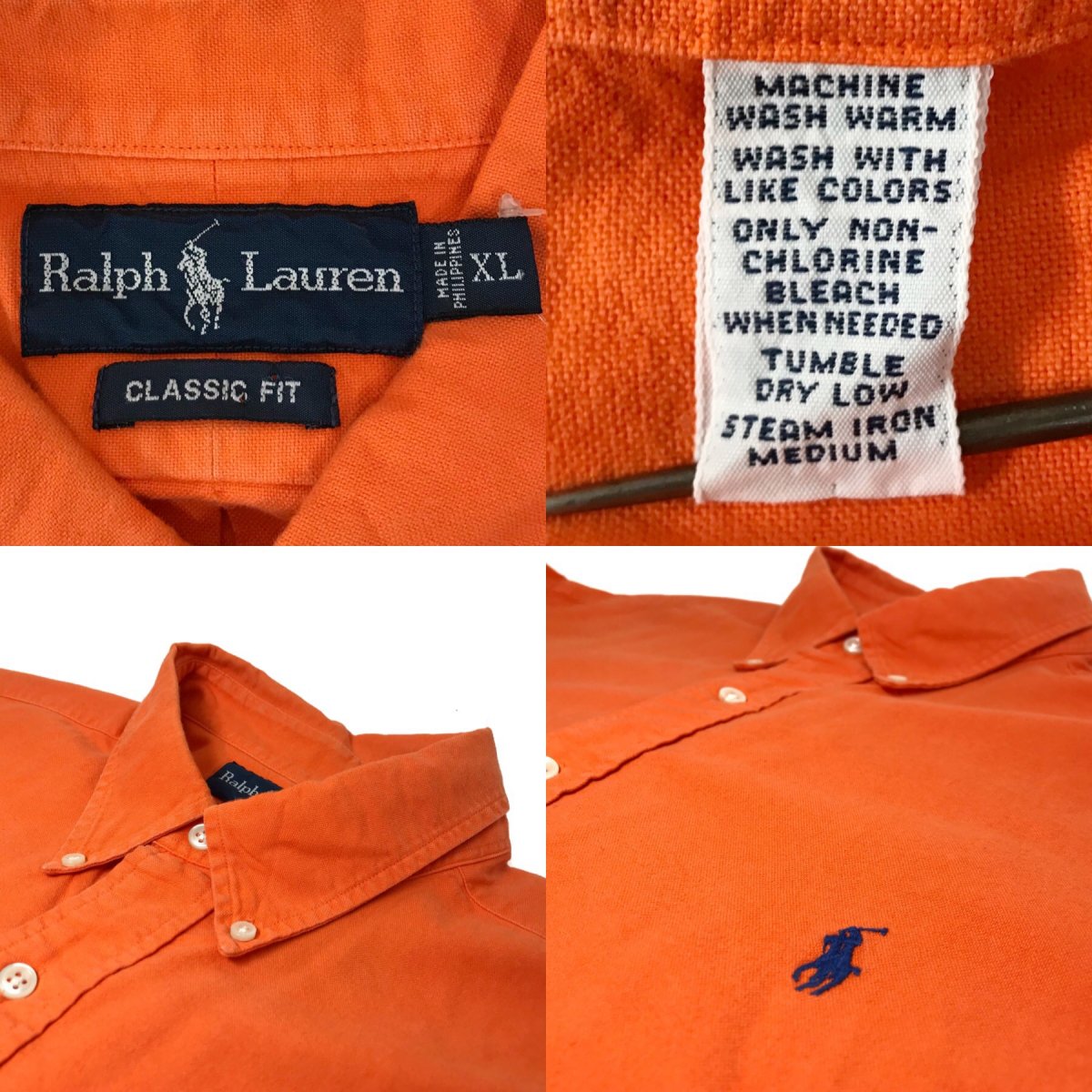 90s Ralph Lauren Cotton Oxford BD L/S Shirts オレンジ XL ラルフ