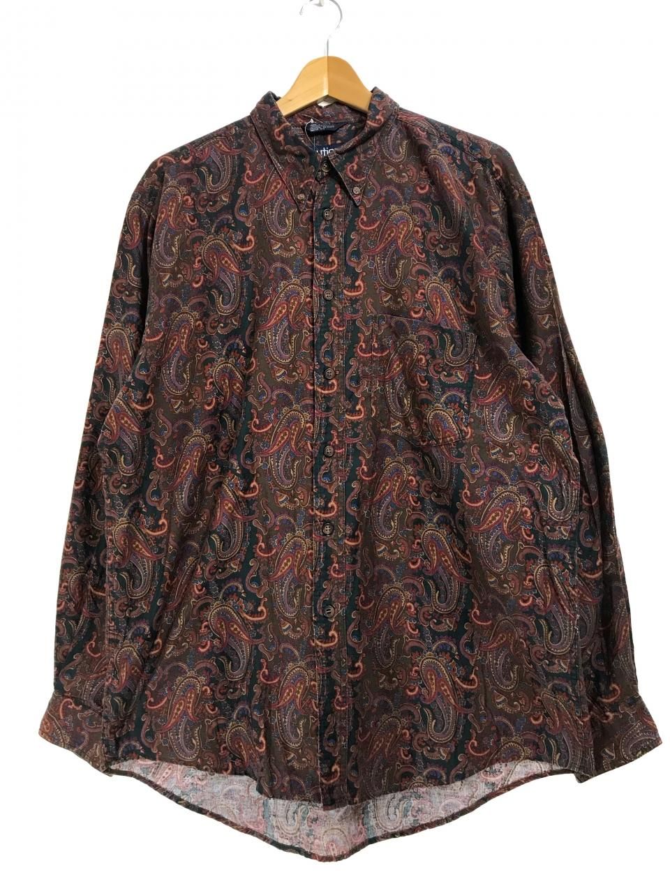 90s NAUTICA Paisley Pattern Cotton L/S Shirts 総柄 L ノーティカ