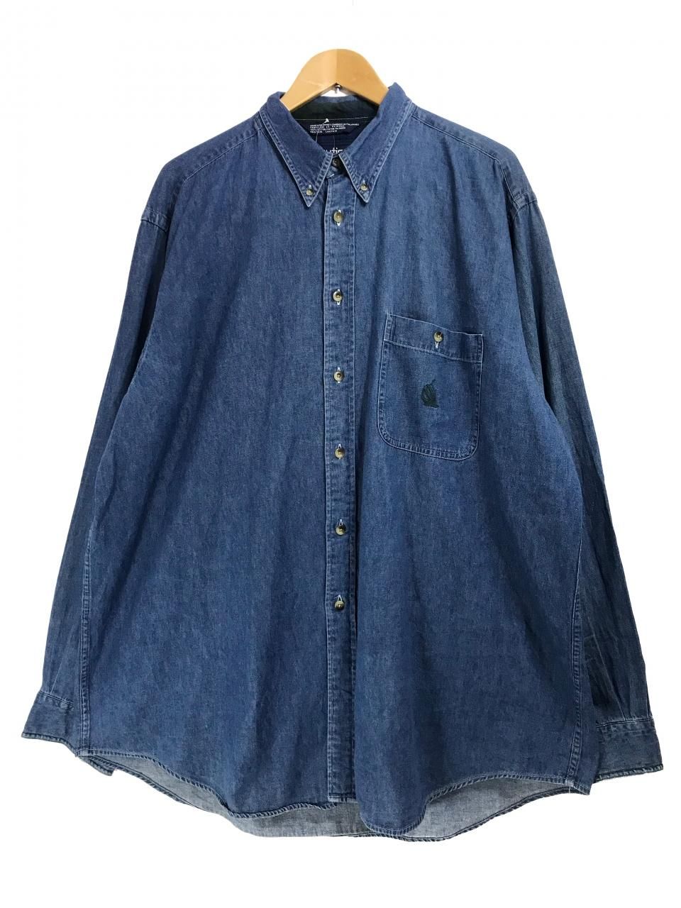 90s NAUTICA Denim BD L/S Shirts #1 青 XL ノーティカ 長袖 デニム