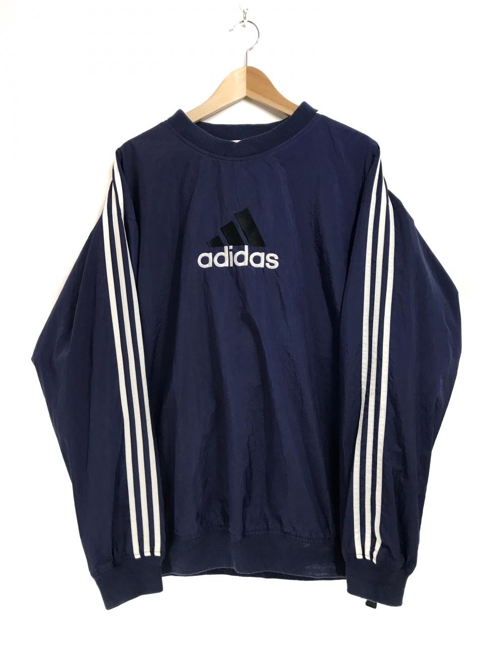 90s adidas Logo Nylon Pullover Jacket 紺 L アディダス ロゴ プル ...