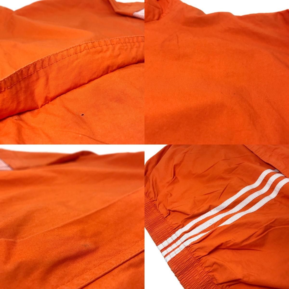 90s adidas Cotton-Nylon Half-Zip Pullover Jacket オレンジ S 90s adidas Cotton-Nylon Half-Zip Pullover Jacket オレンジ S