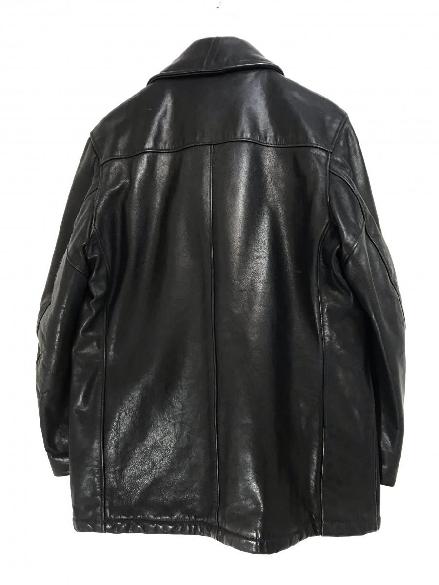 USA製 90s GOODENOUGH × Schott Leather Pea Coat 黒 38 USA製 90s GOODENOUGH × Schott Leather Pea Coat 黒 38