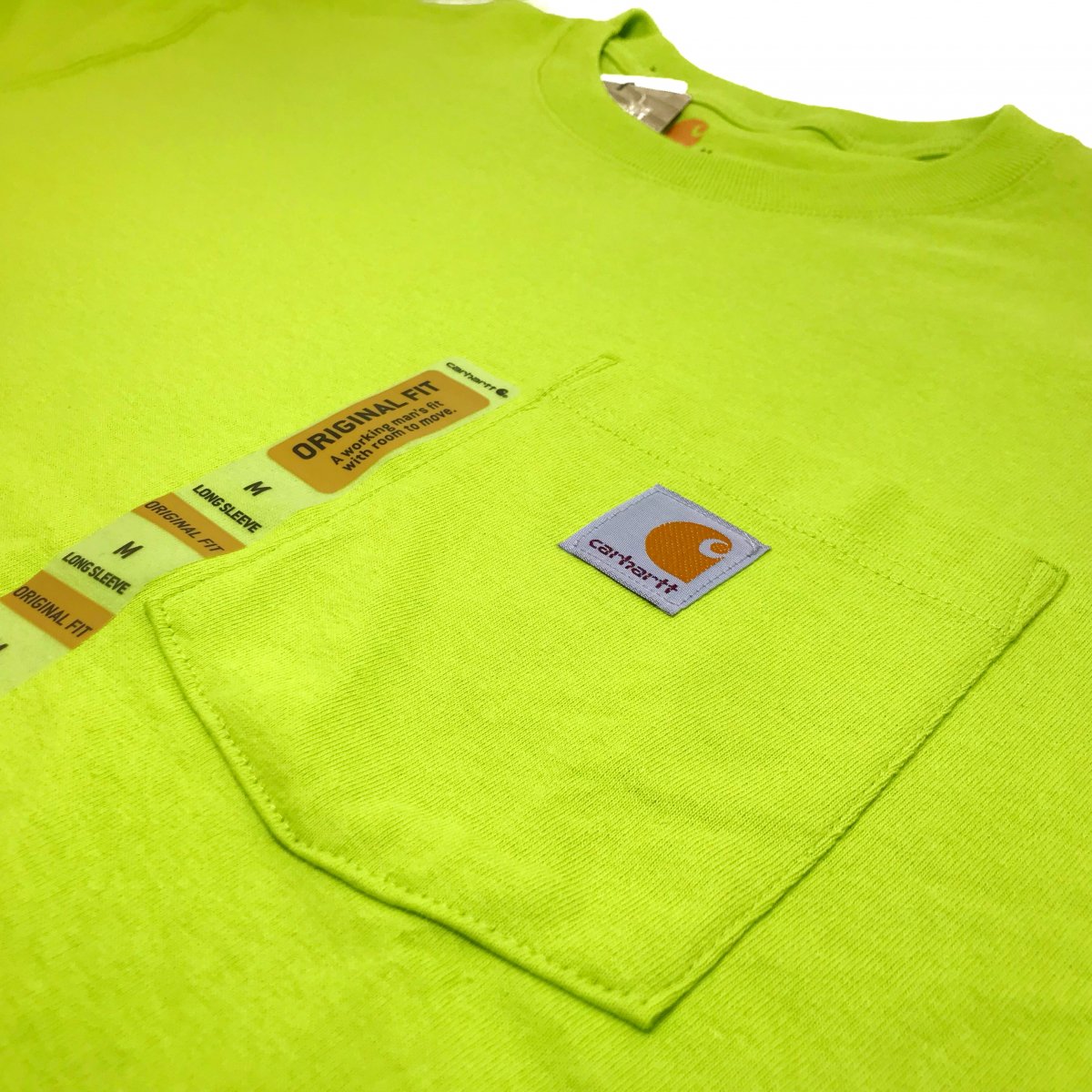 新品 US企画 Carhartt Pocket L/S Tee (SOUR APPLE) カーハート ポケット付 長袖 Tシャツ ロンT ポケT 無地T  黄緑 サワーアップル ライトグリーン - NEWJOKE ONLINE STORE