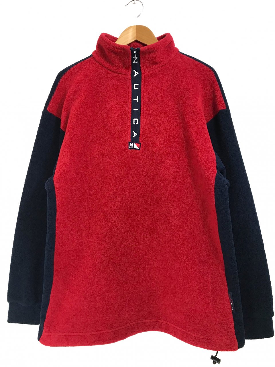 USA製 90s~00s NAUTICA Half-Zip Pullover Fleece Jacket 赤紺 L