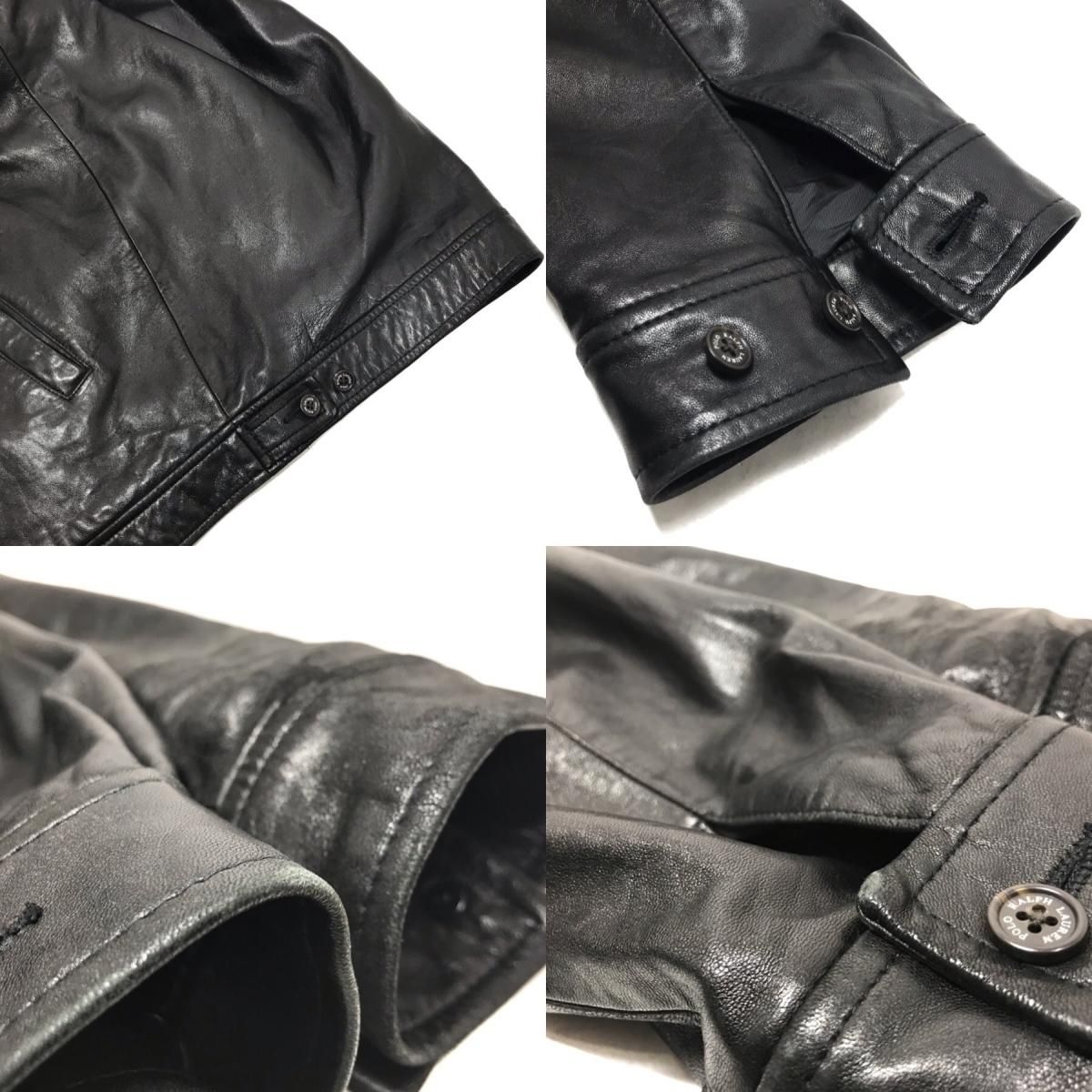 ラルフローレン black leather drizzler jacket L Vintage 90s Polo Ralph Lauren Genuine Soft Leather Driving