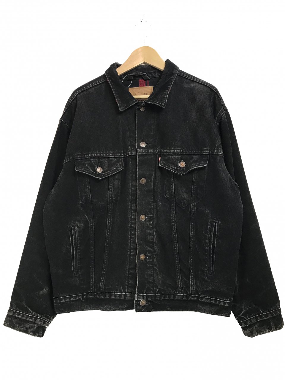 USA製 90s Levi's 70427-4159 Flannel Lined Black Denim Jacket 黒 L