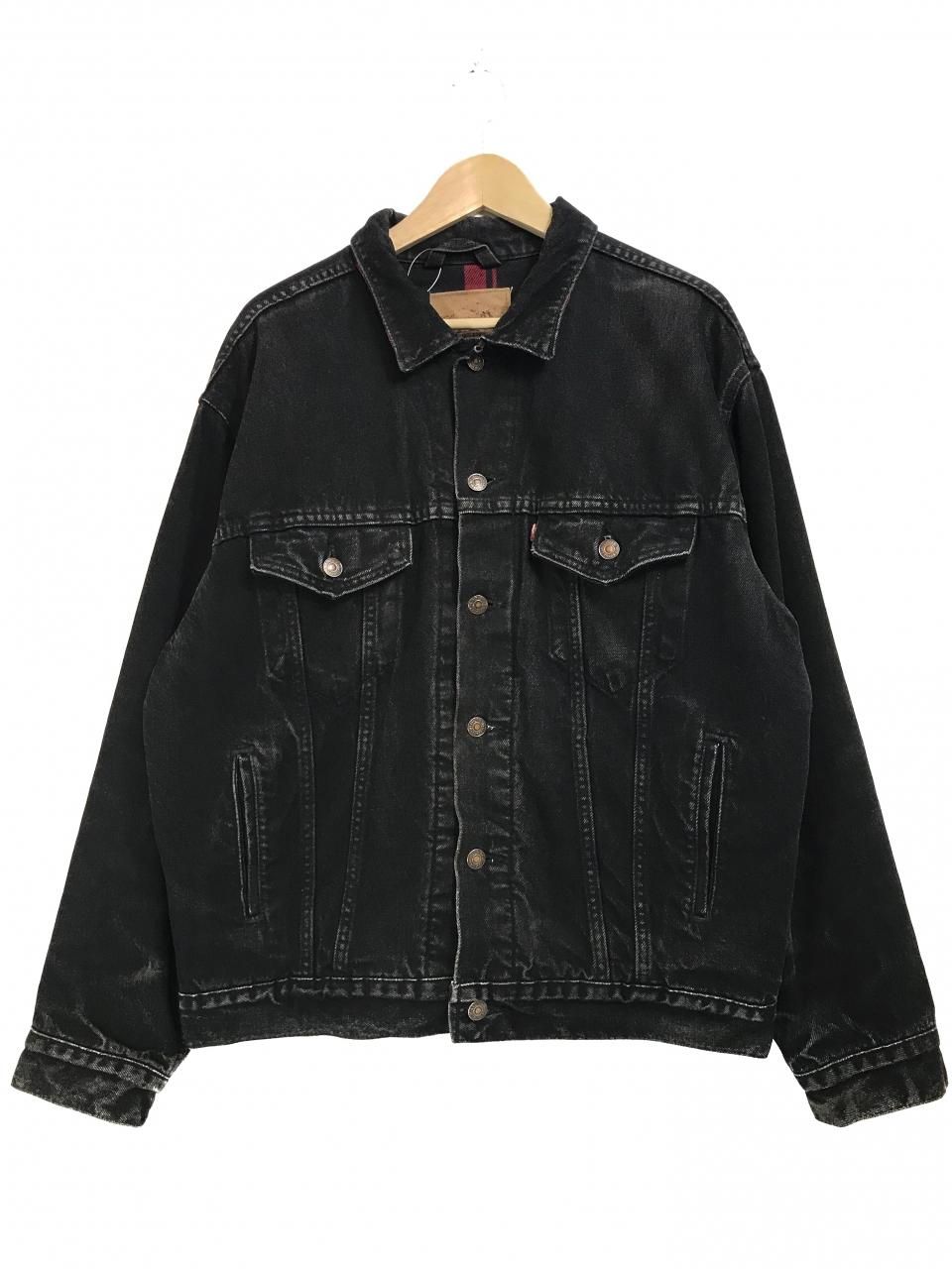 USA製 90s Levi's 70427-4159 Flannel Lined Black Denim Jacket 黒 L 