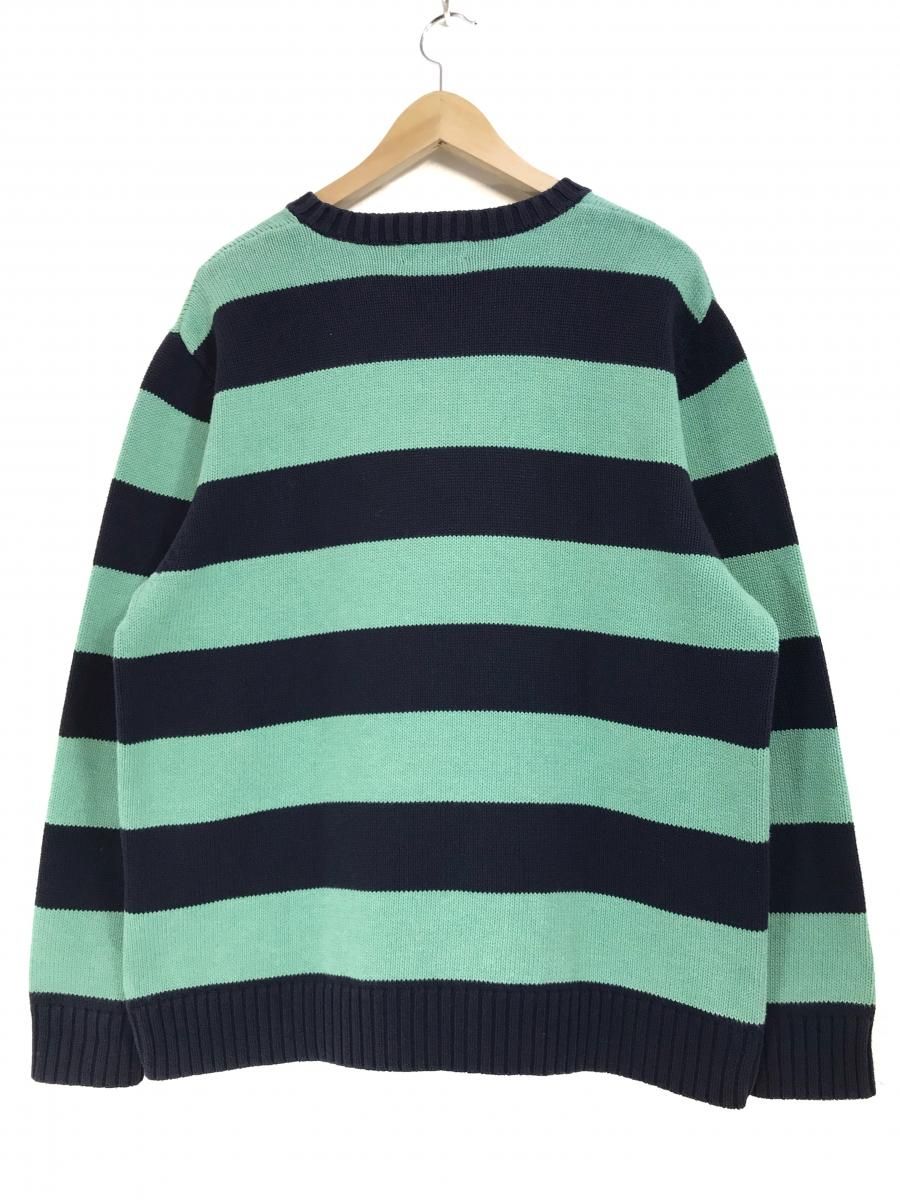 LANDS' END Cotton Border Knit 紺ミントグリーン L ランズ LANDS' END Cotton Border Knit 紺ミントグリーン L ランズ