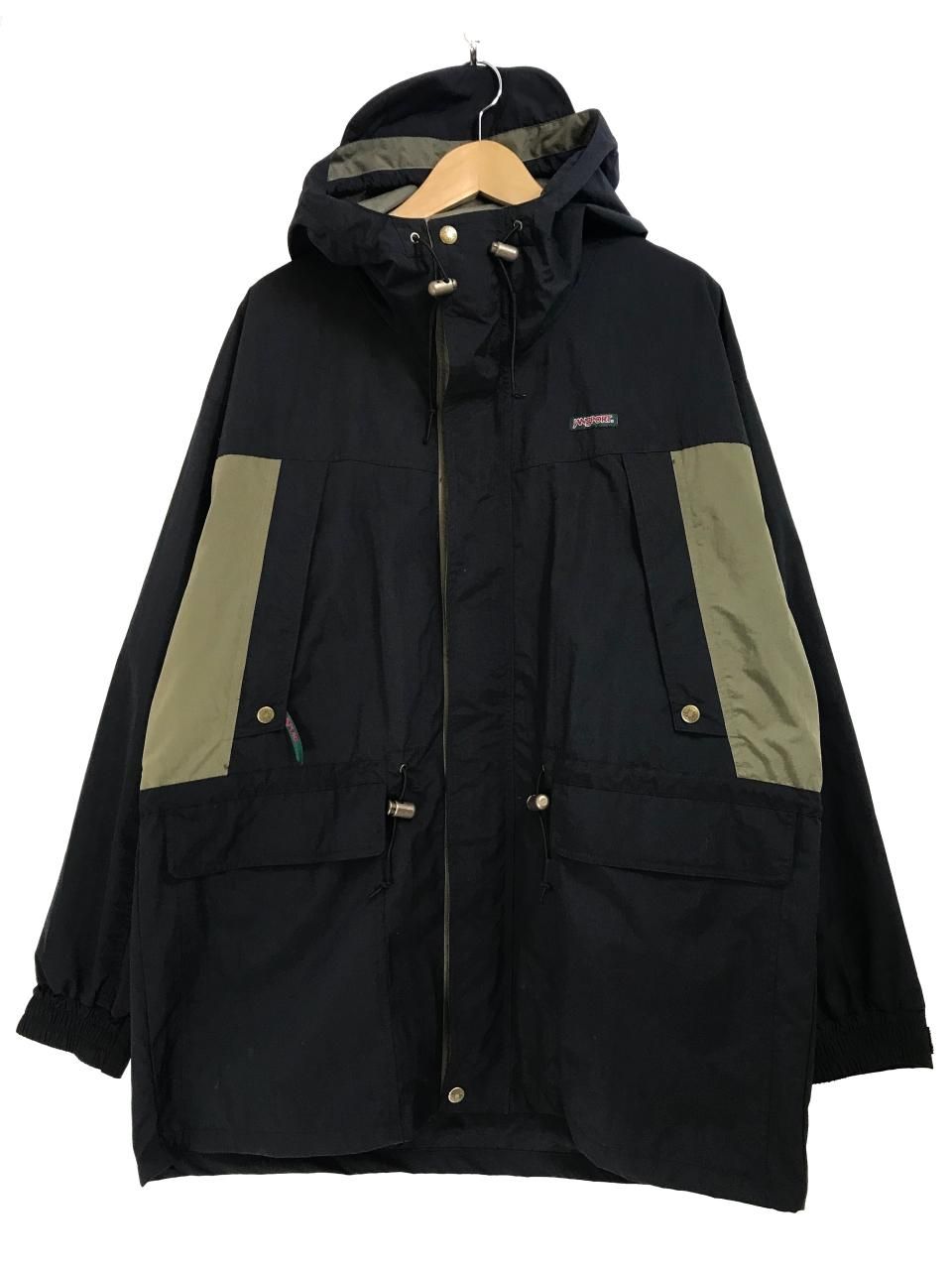 90s JANSPORT Nylon Mountain Jacket 黒オリーブ L ジャンスポーツ ...