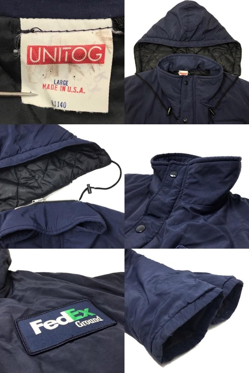 USA製 Fedex Logo Nylon Padding Coat 紺 L フェデックス ロゴ USA製 Fedex Logo Nylon Padding Coat 紺 L フェデックス ロゴ