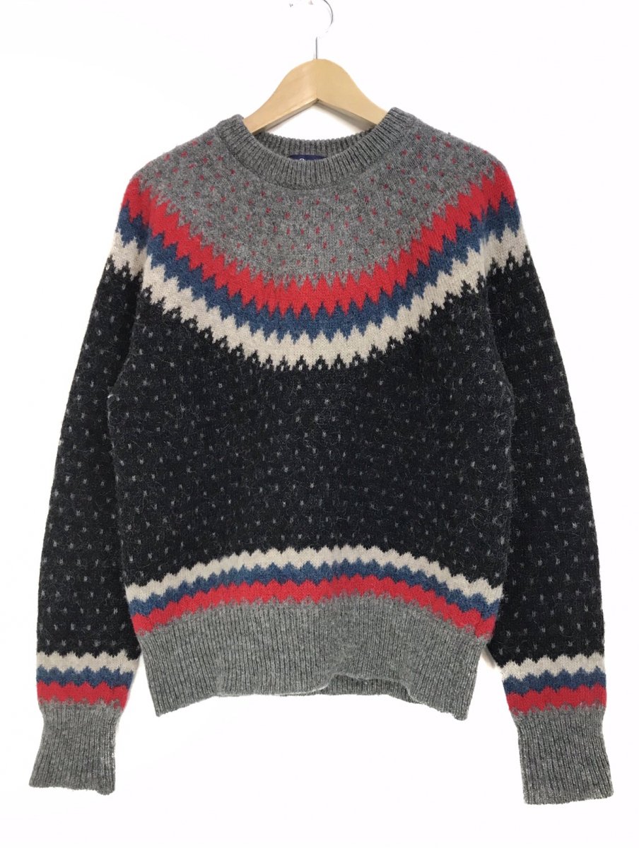 80s Woolrich Wool Nordic Sweater 灰 M 紺タグ ウールリッチ