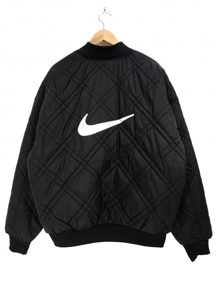 s NIKE Reversible Padding Nylon Varsity Jacket 黒 L 銀タグ