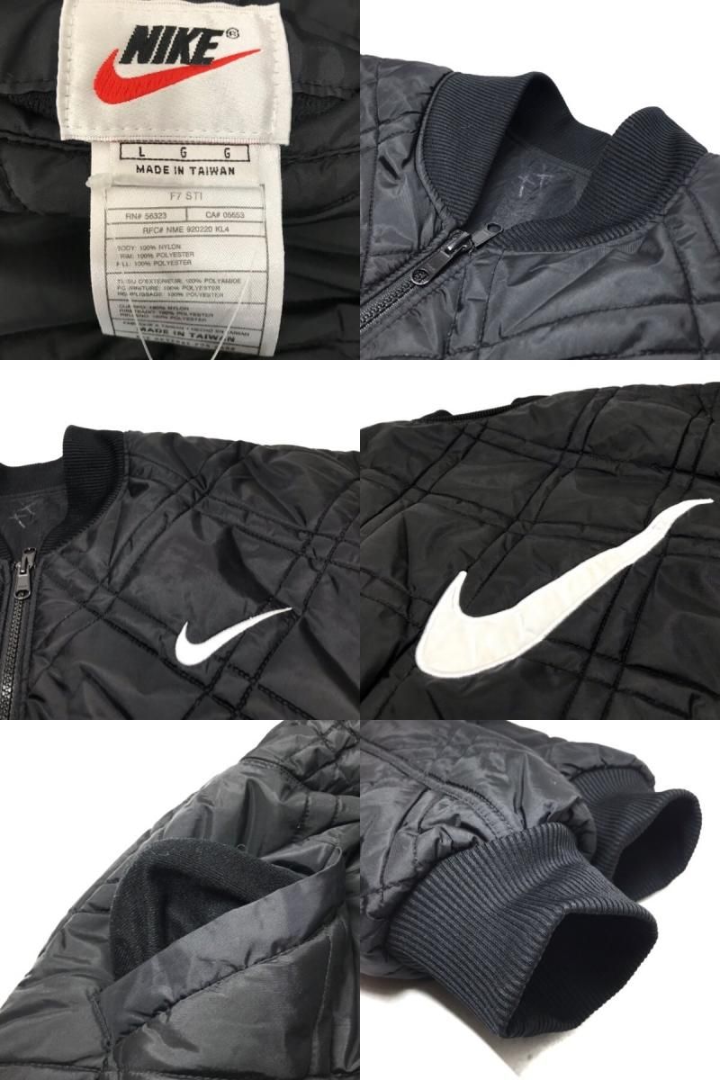 90s NIKE Reversible Padding Nylon Varsity Jacket 黒 L 銀タグ ...