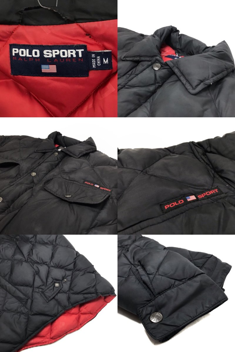 90s POLO SPORT Quilting Down Jacket 黒 M ポロスポーツ ラルフ ...
