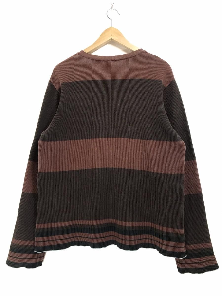 DRIES VAN NOTEN Crew-Neck Boder Cotton Knit 茶 L ドリスヴァン 