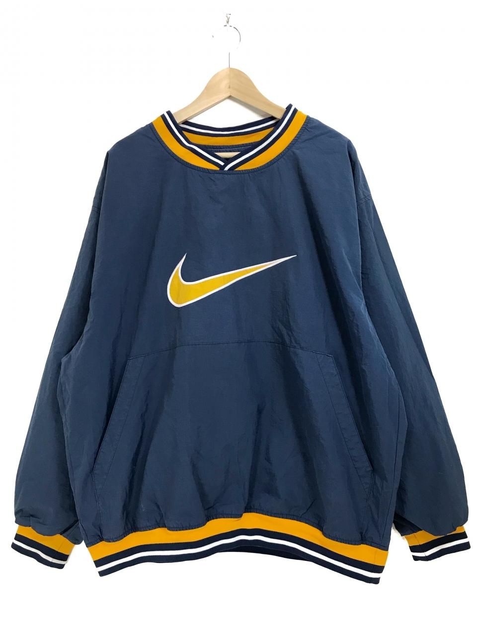 90s NIKE V-Neck Nylon Pullover 紺黄 XL 銀タグ ナイキ Vネック ...