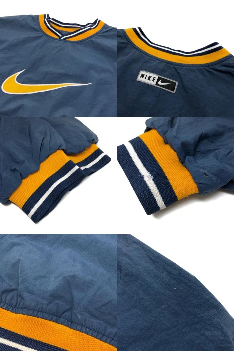 90s NIKE V-Neck Nylon Pullover 紺黄 XL 銀タグ ナイキ Vネック ...