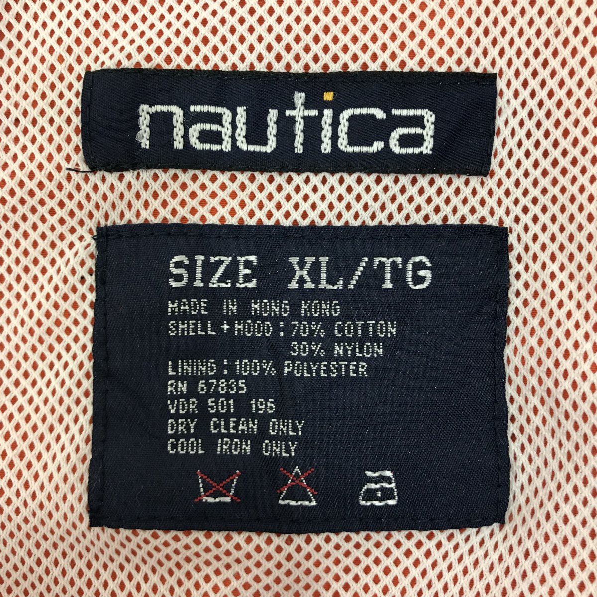 90s NAUTICA Cotton-Nylon Half Coat オレンジ XL ノーティカ ナイロン ...