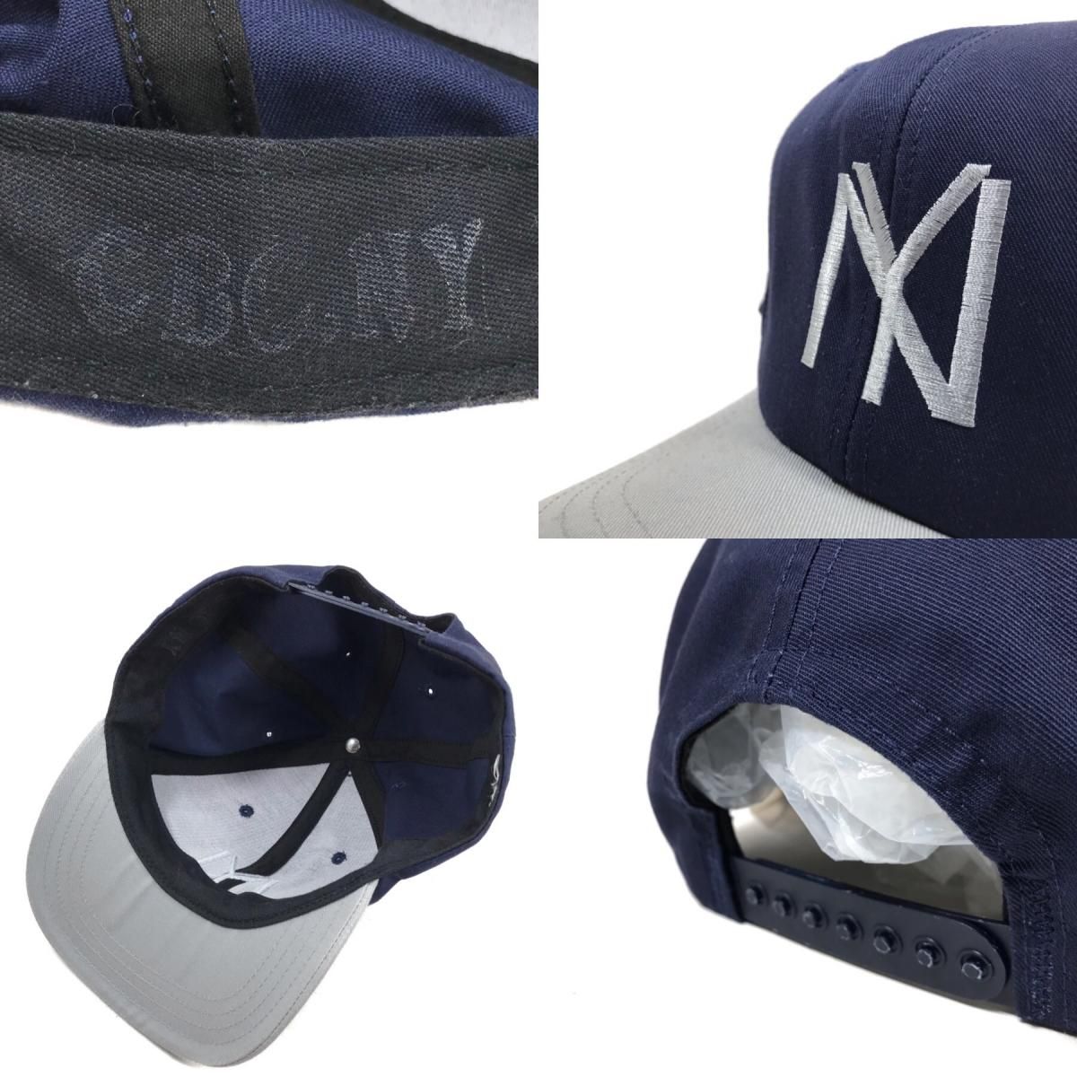 USA製 90s NEWYORK BLACK YANKEES Logo 6 Panel Cap 紺灰 ニューヨーク