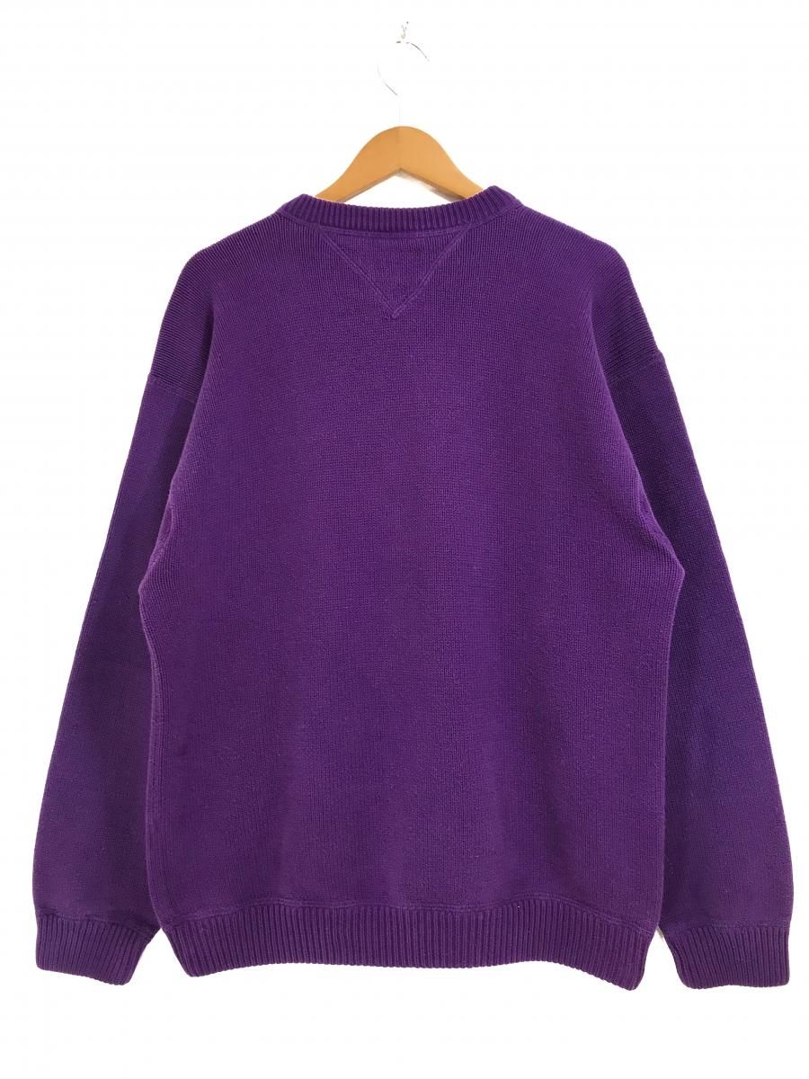 90s TOMMY HILFIGER Crew-Neck Cotton Knit 紫 L トミー 90s TOMMY HILFIGER Crew-Neck Cotton Knit 紫 L トミー