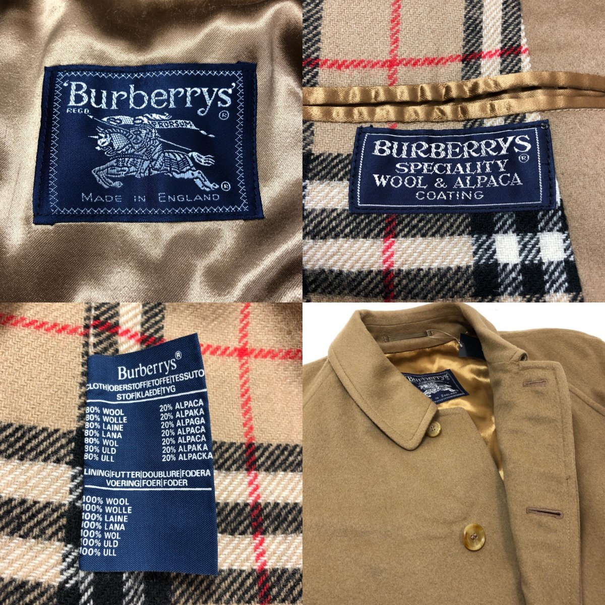 イングランド製 80s Burberrys Wool-Alpaca Bal Collar Coat キャメル 