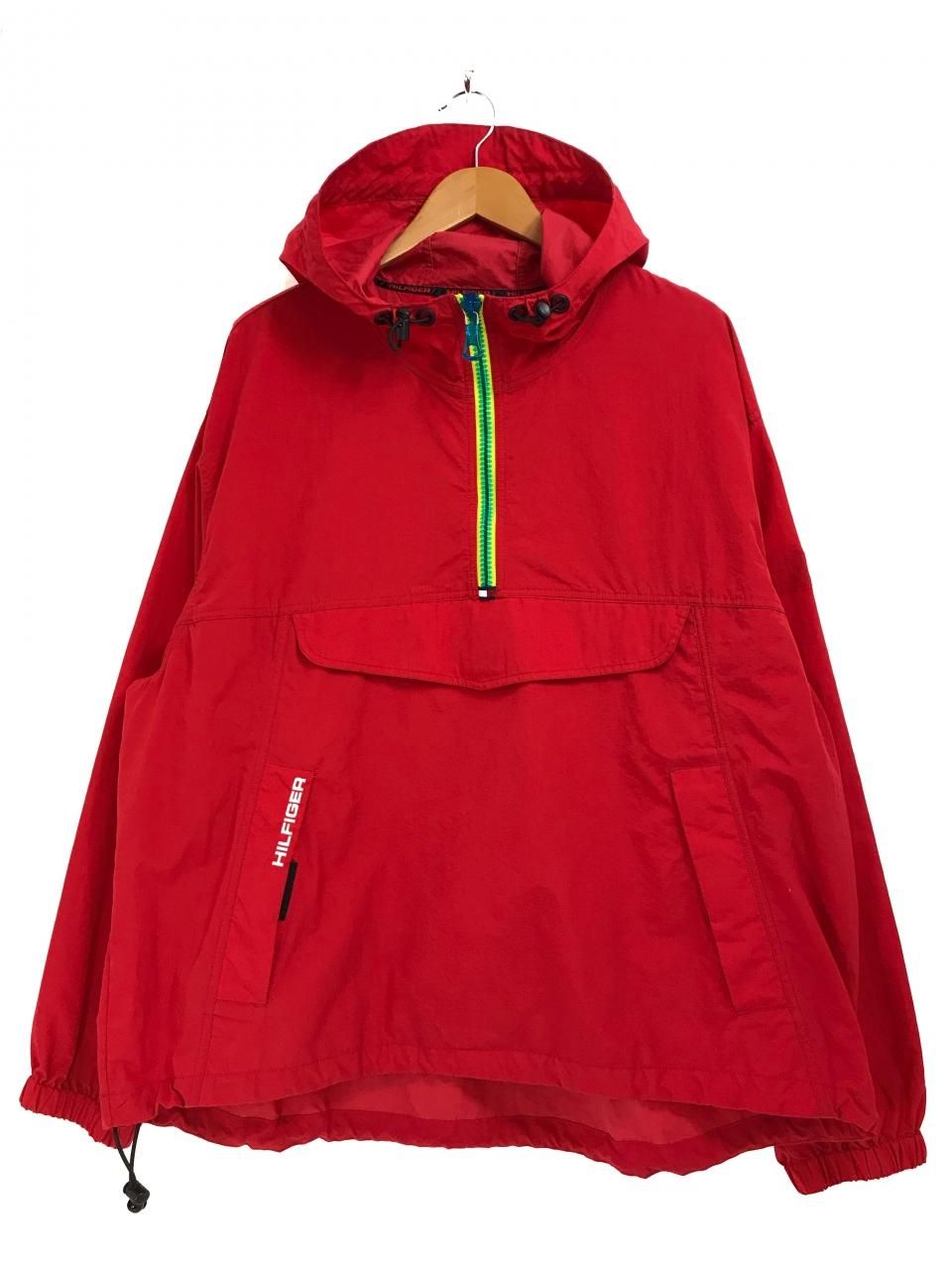 90s TOMMY HILFIGER Nylon Anorak Parka 赤 XL トミーヒルフィガー