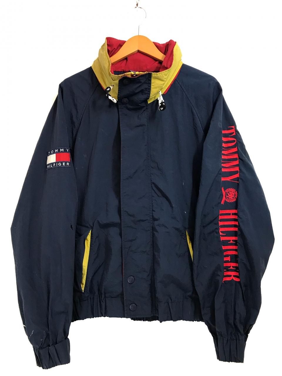 90s TOMMY HILFIGER Nylon Sailing Jacket 紺 XL トミー