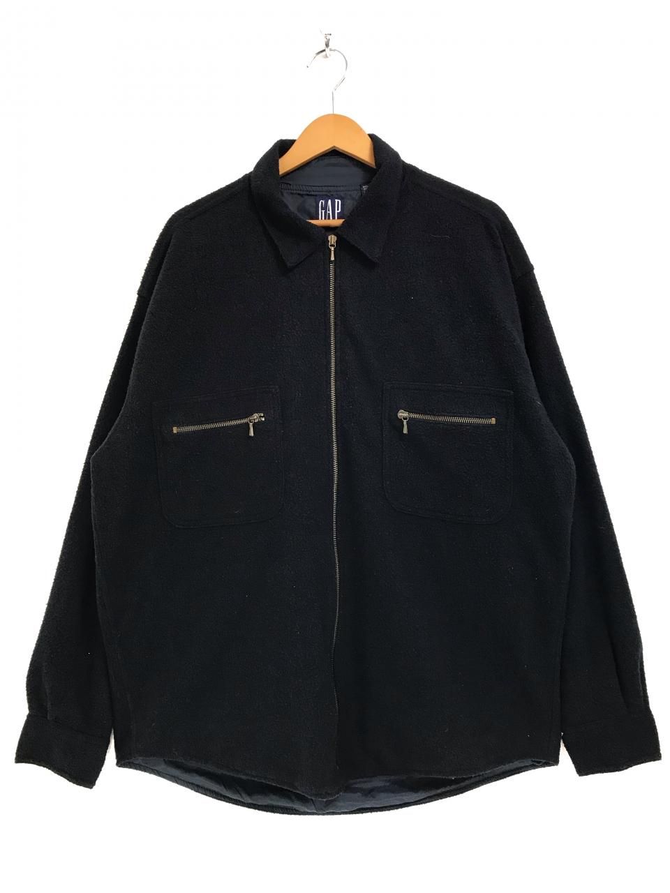 90s OLD GAP Full-Zip Fleece Over Shirt 黒 M オールドギャップ ...