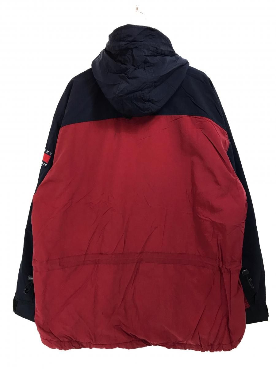 90s TOMMY HILFIGER Fleece Lined Nylon Mountain Parka エンジ紺 XL ...