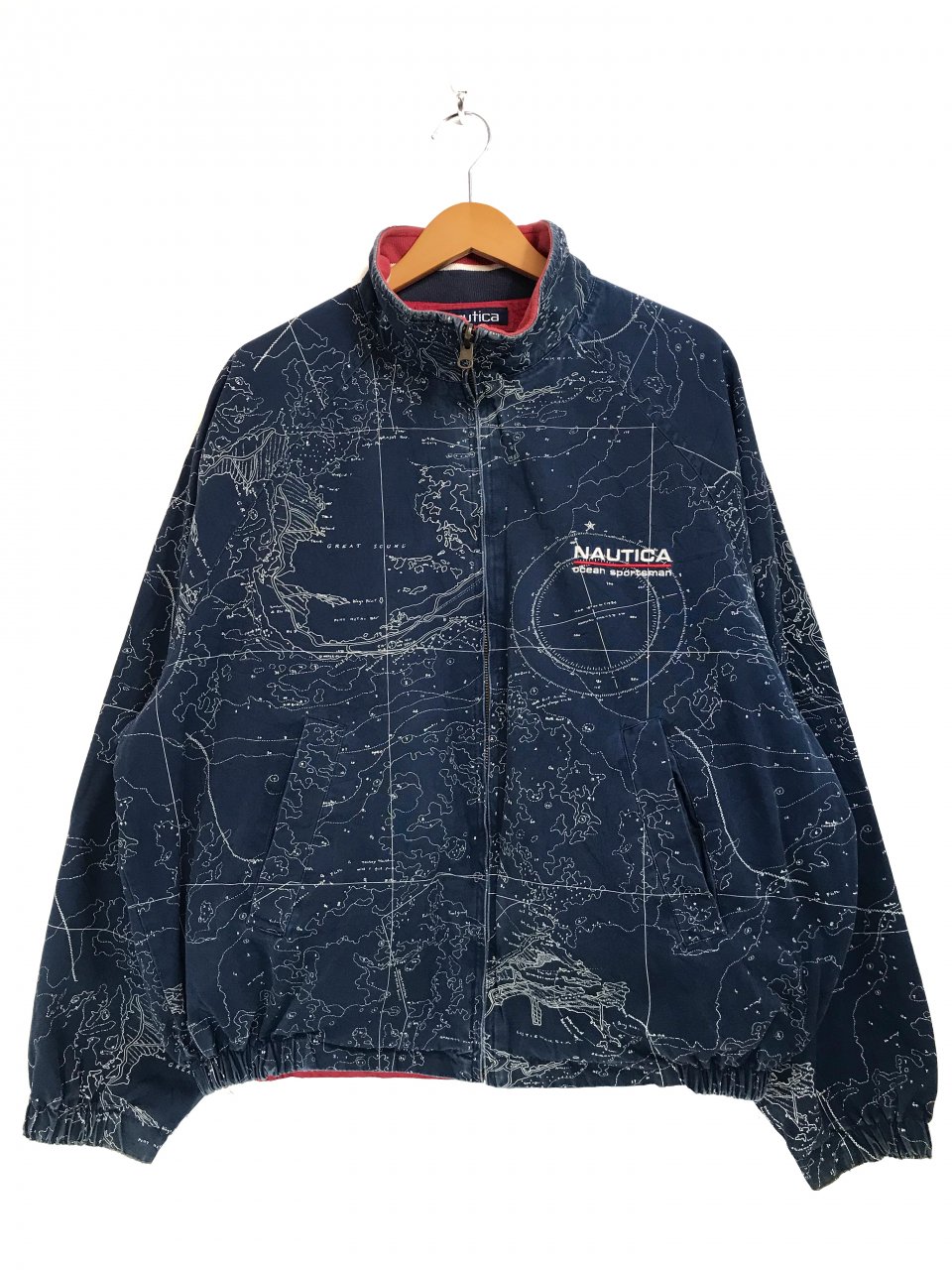 90s NAUTICA Map Pattern Reversible Cotton Sailing Jacket 紺赤 L ...
