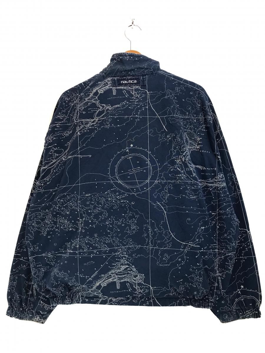90s NAUTICA Map Pattern Reversible Cotton Sailing Jacket 紺 90s NAUTICA Map Pattern Reversible Cotton Sailing Jacket 紺