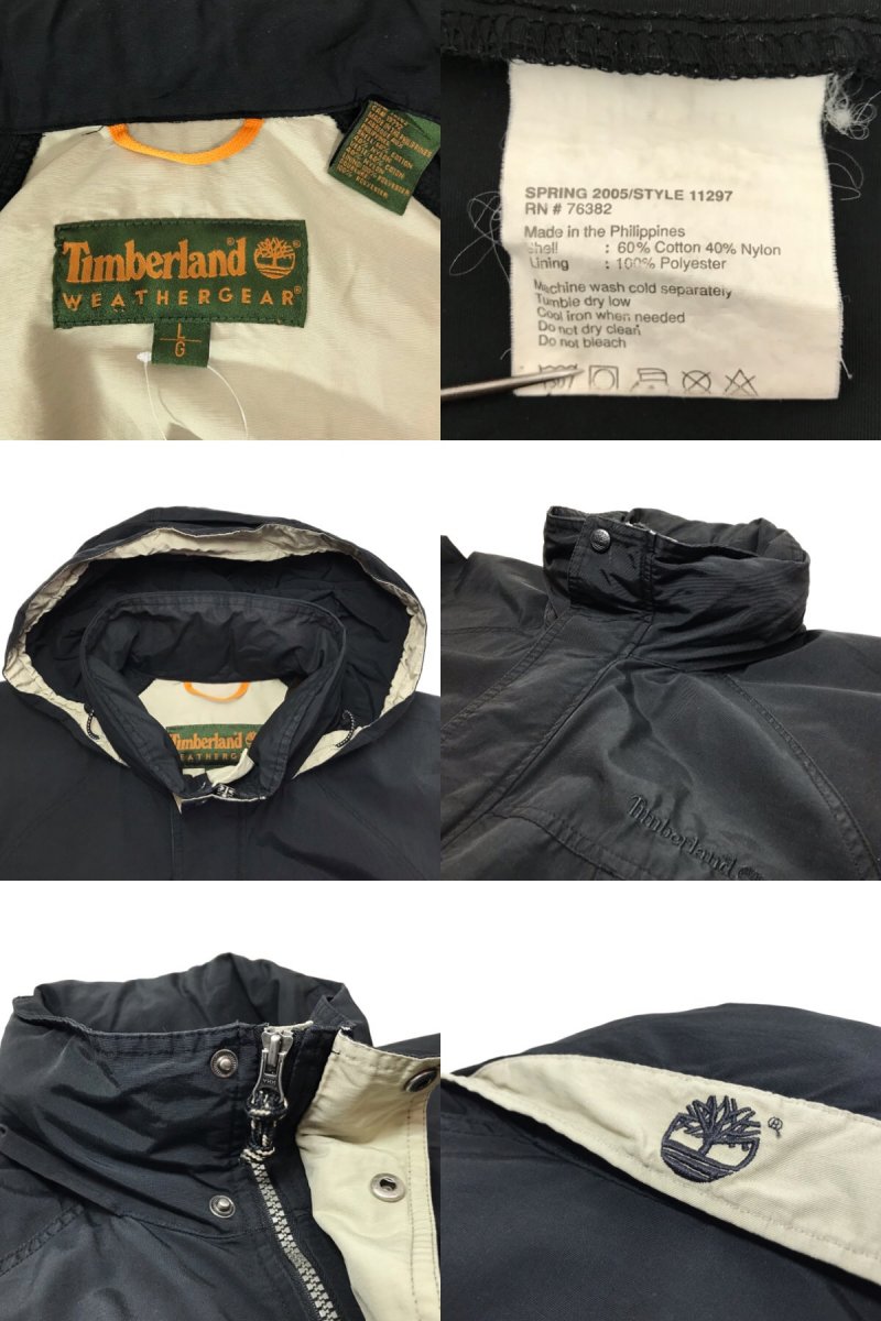 00s Timberland WEATHERGEAR Cotton-Nylon Field Jacket 黒 L 05年製